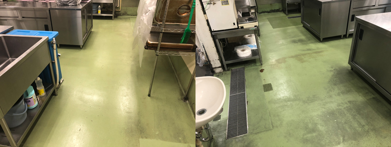 須坂市厨房床塗装_施工前