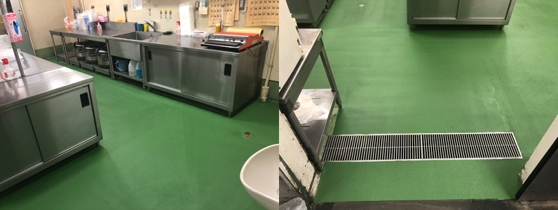 須坂市厨房床塗装_施工後
